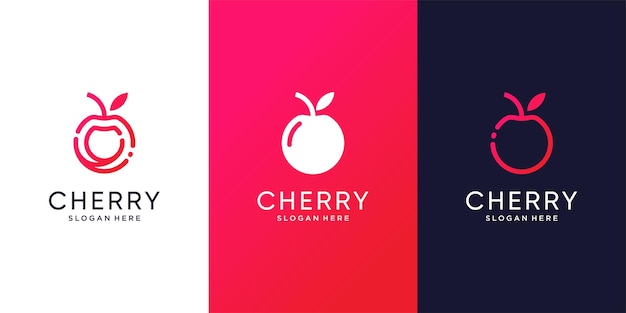 Cherry-logosjabloon met coole en unieke premium vector