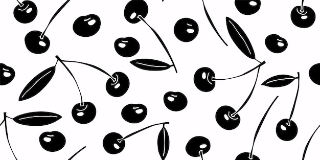 Cherry naadloze patroon. Hand getekend fruit illustratie.