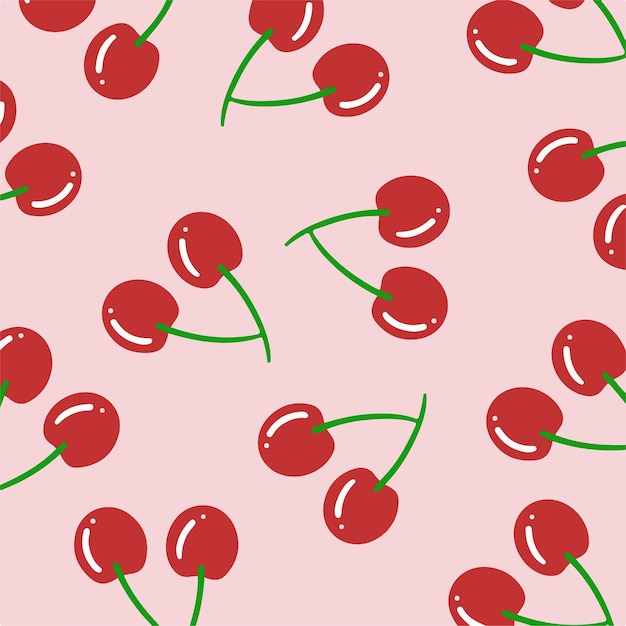 Premium Vector | Cherry pattern background fruit vector illustration