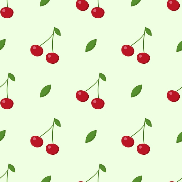 Cherry pattern on pale green background