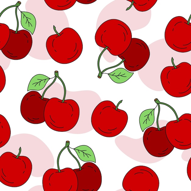 Vector cherry pattern seamless on white background vector