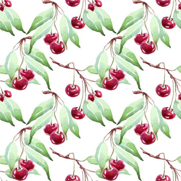 Cherry pattern Watercolor illustration