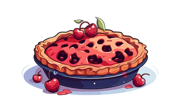 Vector cherry pie vector flat minimalistic isolated illustration