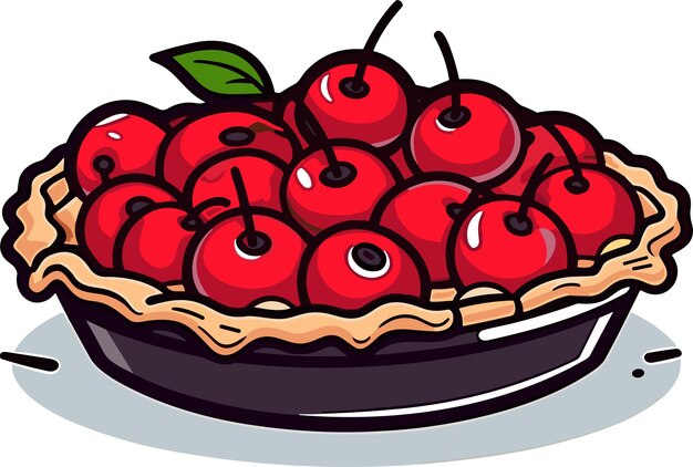 Cherry pie vector illustration on white background