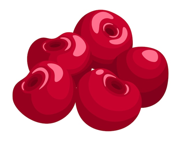 Vector cherry pile. red juicy berries in cartoon style. vector illustration