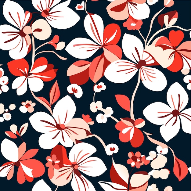 Vector cherry sakura blossoms spring pattern background