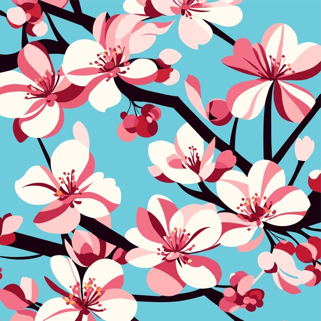 Vettore fiori di ciliegio sakura sfondo a disegno primaverile