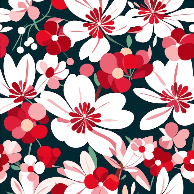 Vector cherry sakura blossoms spring pattern background