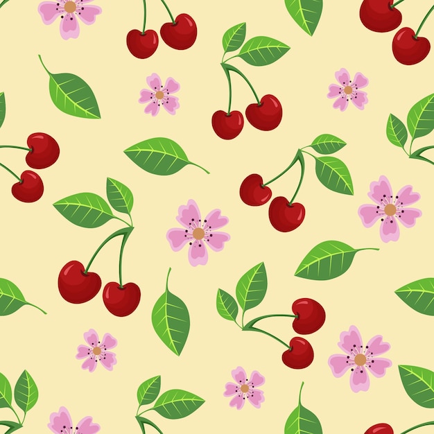 Vector cherry seamless pattern abstract repeated background for paper cover fabric gift wrap