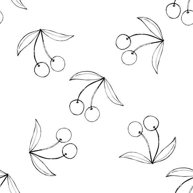 Cherry sketch vector seamless 7