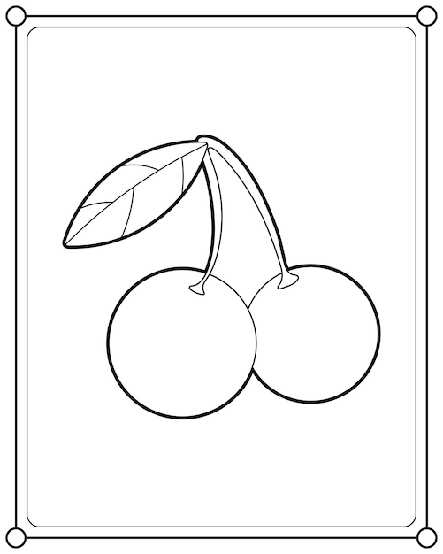 Vettore ciliegia adatta per l'illustrazione di vettore della pagina da colorare dei bambini