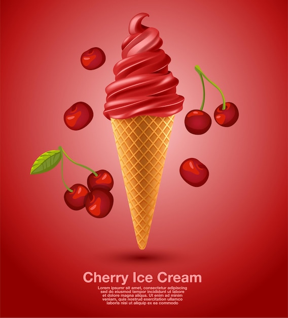 Vector cherry sundae soft serve