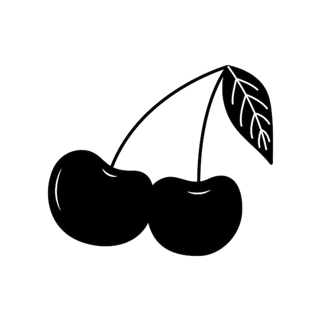 Cherry tattoo in y2k 1990s 2000s style Emo goth element design Old school tattoo Vector illustration