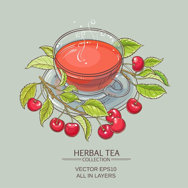 Cherry tea illustration