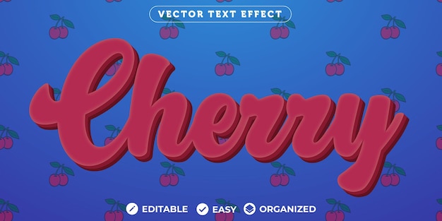 Cherry-teksteffect Volledig bewerkbaar lettertype-teksteffect