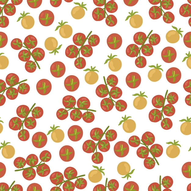 Cherry tomato seamless pattern isolated on white background