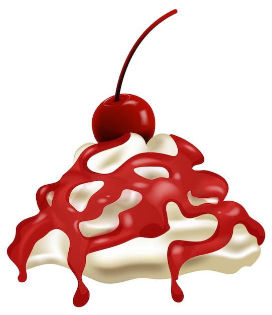 Vettore cherry topping su whipped cream delight