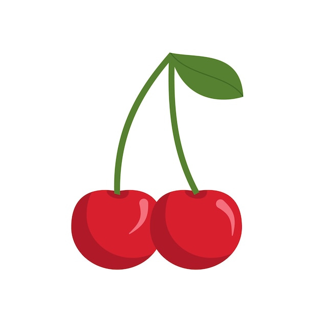 Vector cherry vector icon isolated on white background, flat, cartoon style. for web design and print. eps 10