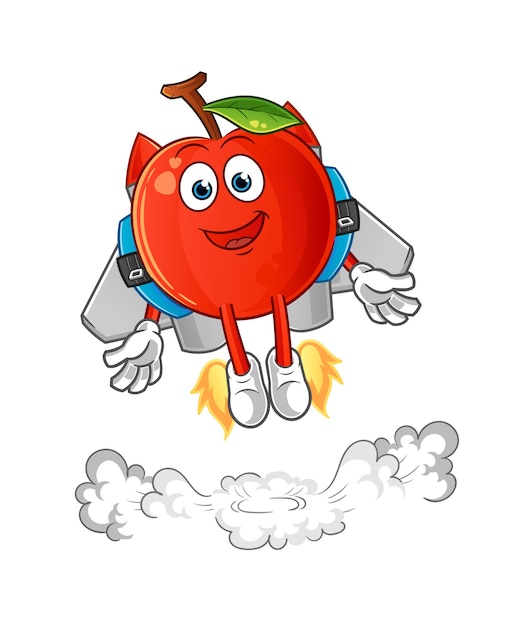 Cherry with jetpack mascot illustration