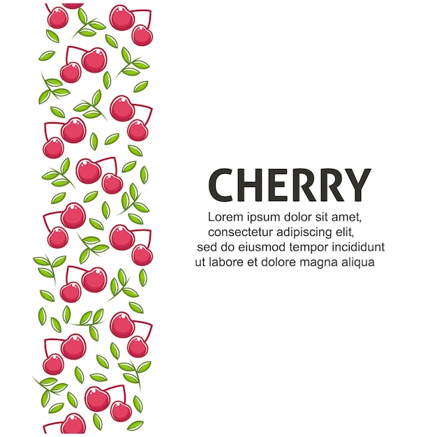 Vector cherry with leaves in flat design