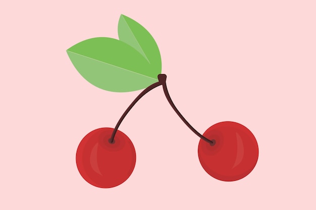 A cherry with twig red fabric texture kitchen summer vector