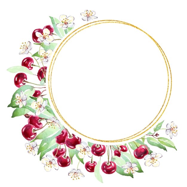 Cherry wreath Vector