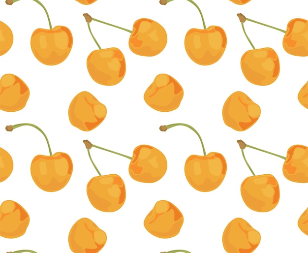 Cherry yellow Seamless pattern in vector Suitable for prints and backgrounds Sweet food
