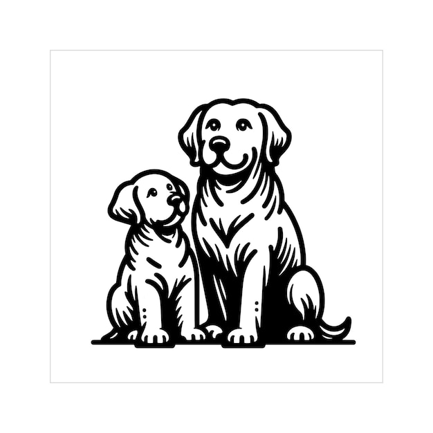 Chesapeake Bay Retriever Dog Family Clipart illustration Vector