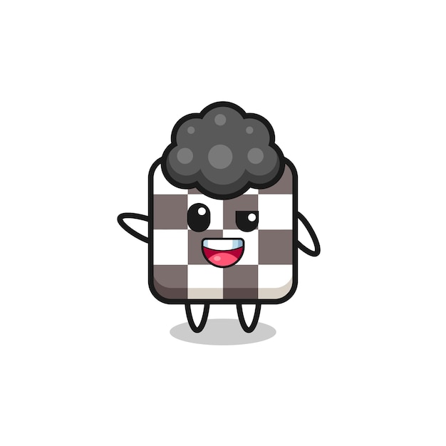 Chess board character as the afro boy , cute design