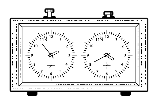 Vettore orologi classici dell'orologio di scacchi per il gioco di scacchi con i bottoni sulla parte superiore e due quadranti di orologio di vettore