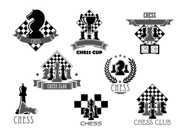 Icona del club o del torneo di scacchi per il design sportivo