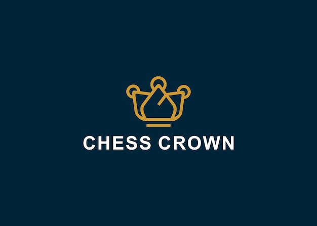 Chess crown logo design vector illustration template