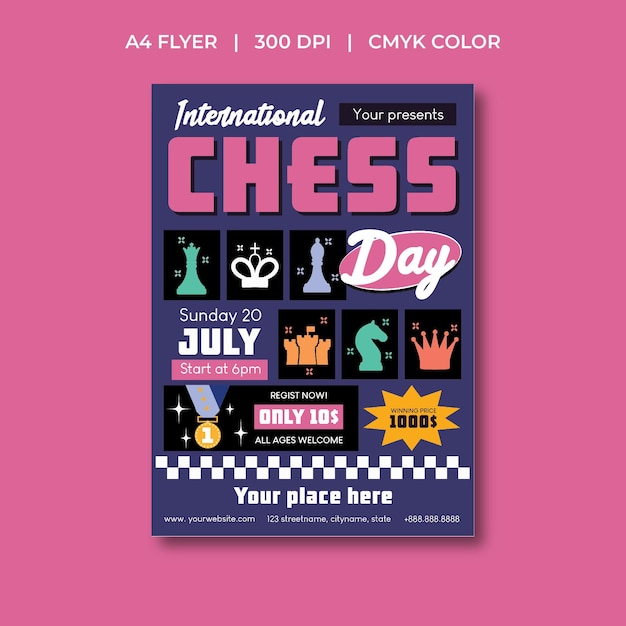 Vector chess day flyer