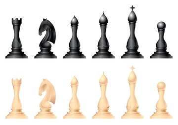 Premium Vector  Set of chess pieces vector rook knight king pawn