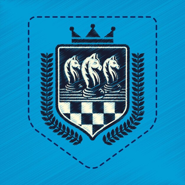 Chess game badge with horses