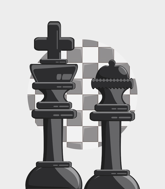 chess game design with king and queen pieces 