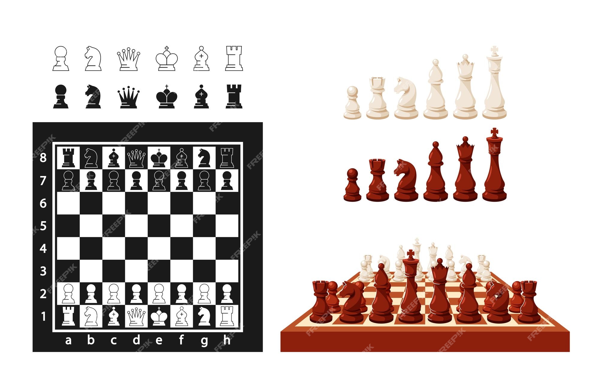 Premium Vector  Set of chess pieces sketch. 6 hand-drawn black