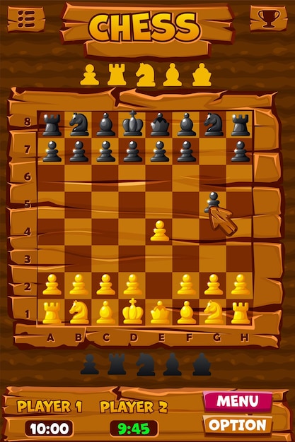 Chess game UI interface and button set