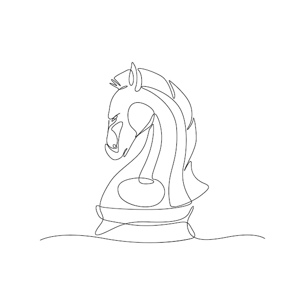 Chess horse vector one-line drawing illustration