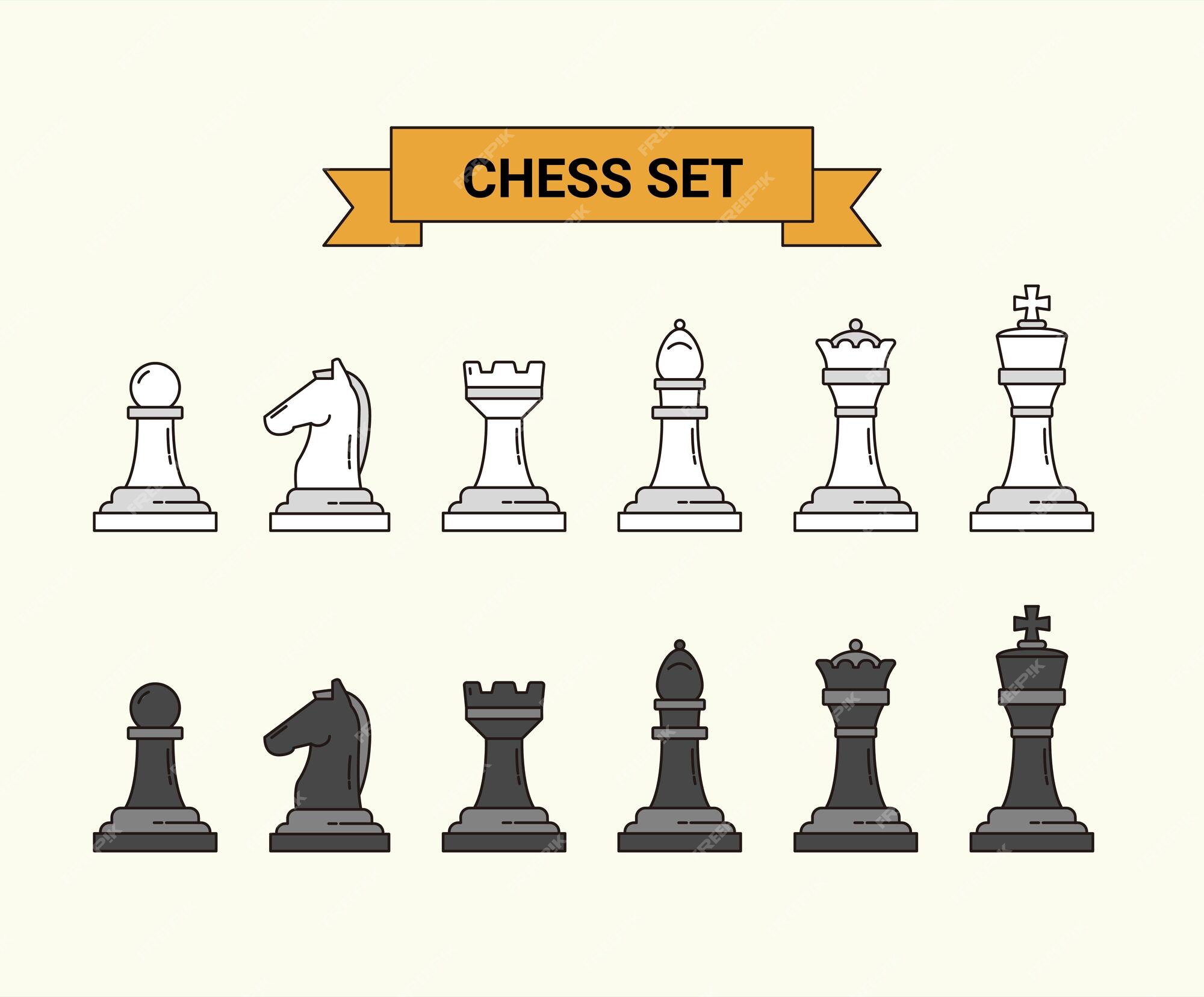 Hand-drawn sketch set of Chess pieces. Chess pieces. Playing