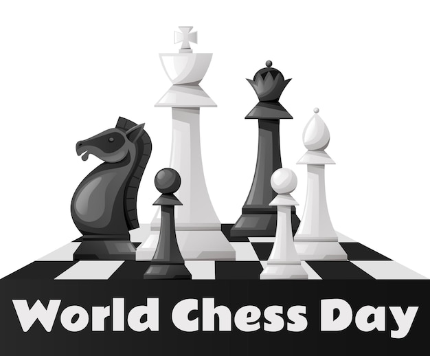 チェス国際選手権世界の日コンセプト グラフィック デザイン イラスト