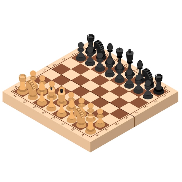 Premium Vector  Stone chess board and set chess figures for 2d game ui