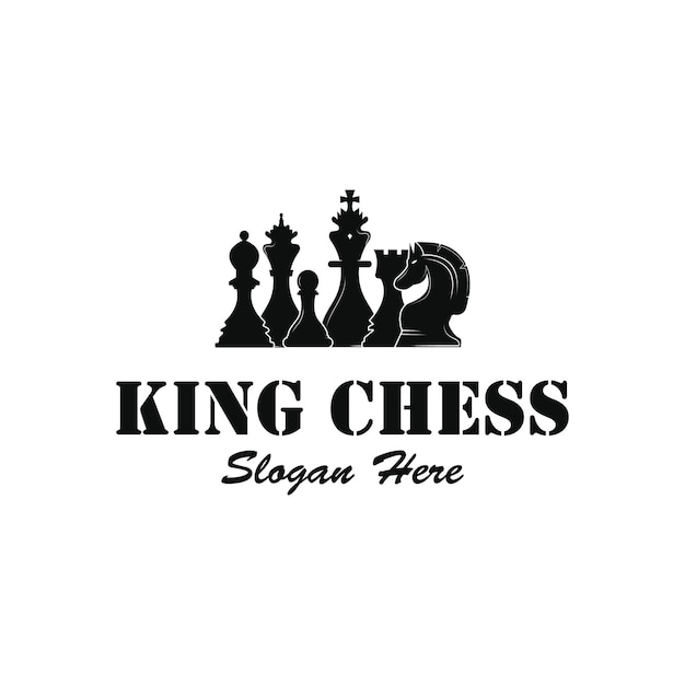 Chess king logo vector icoon illustratie sjabloon ontwerp