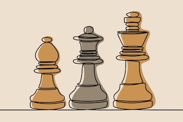 Continuous One Line Drawing Of Chess Pieces. King Queen Chess Board Setup.  Group Of Players Tactic Concept. Vector Illustration Royalty Free SVG,  Cliparts, Vectors, and Stock Illustration. Image 144393562.