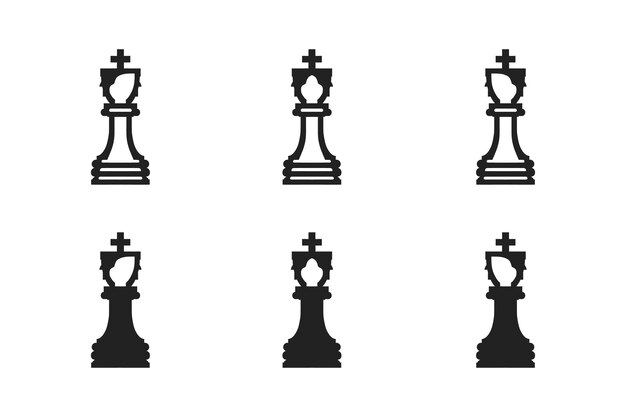 Chess pieces line collection. Chess game icon set. Simple flat set