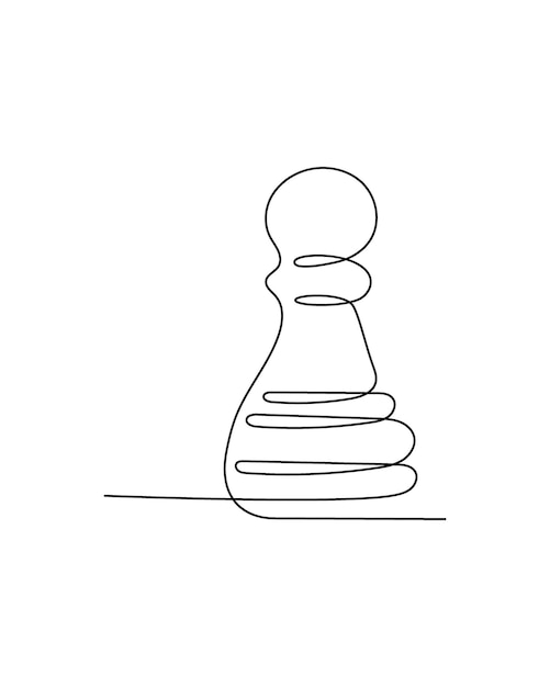 Chess pawn one line art. Continuous line drawing of Chess Pieces.