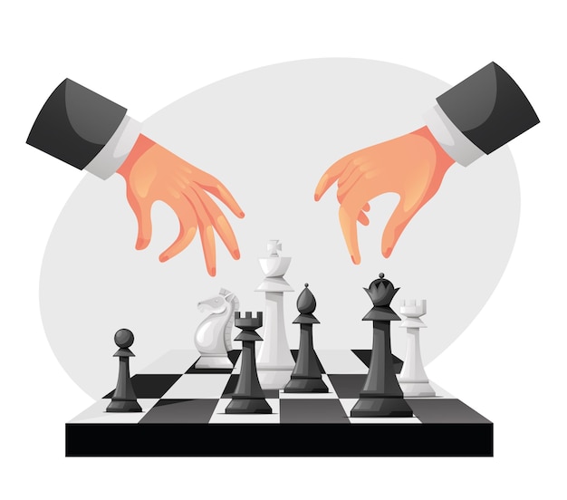 Chess piece battle competition strategy concept flat graphic design illustration