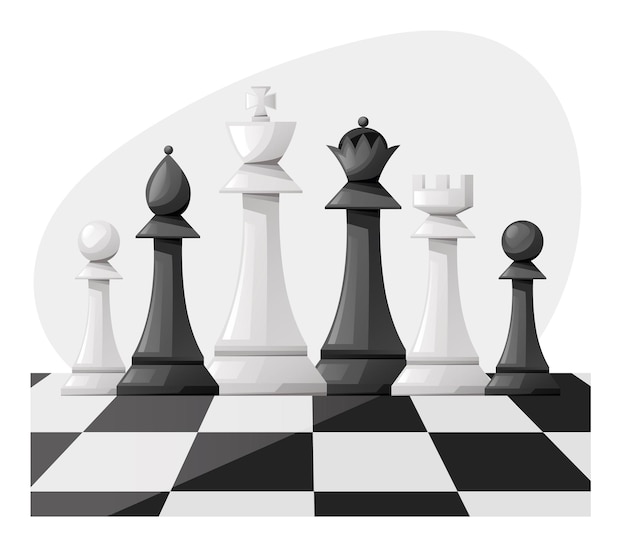 Chess piece battle competition strategy concept flat graphic design illustration