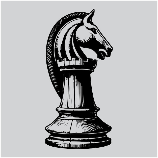 Vector chess piece rook drawing vector illustration