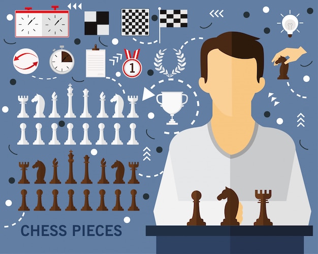 Vector chess pieces concept background